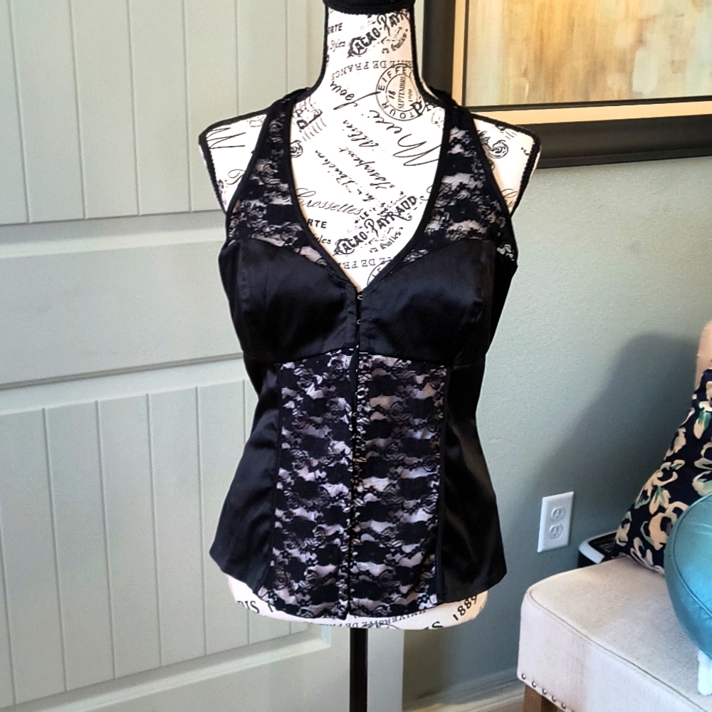 Guess black halter bustier top